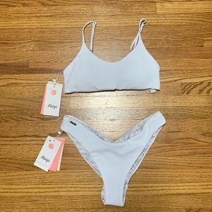 Maaji swimsuit - “maaji essentials” white ribbed bikini set, medium reversible